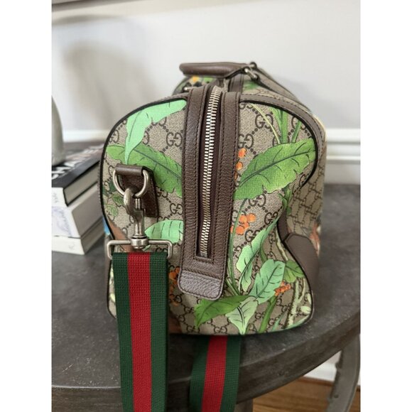 Gucci Convertible Duffle Bag Tian Print GG Coated Canvas Medium - Picture 4 of 13